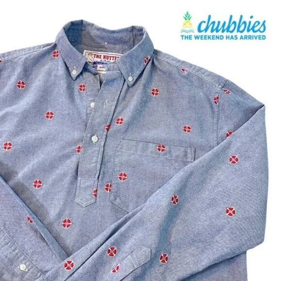 chubbies Other - Chubbies The Nutter Embroidered Popover Life Preserver Novelty Print Shirt Large